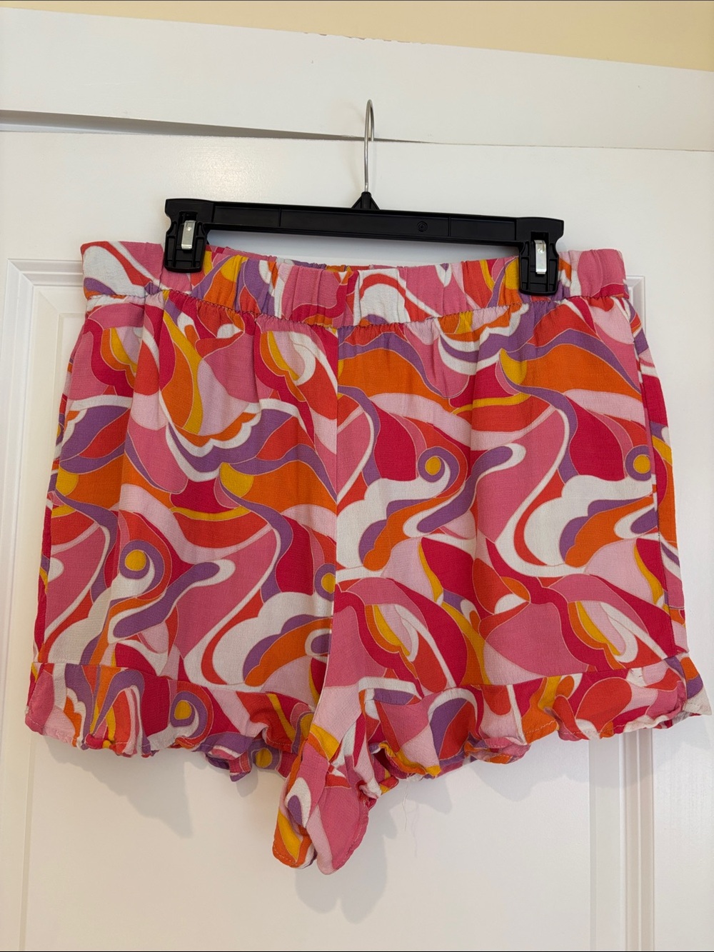 Zara Pink Orange Purple Swirl High-Waist Shorts